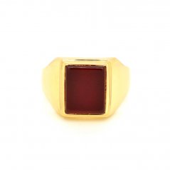 Zlatý pánský pečetní prsten s červenohnědým sklíčkem