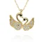 Zlatý náhrdelník s labutěmi a zirkony NA137