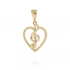 Zlatý houslový klíč v srdci PO335