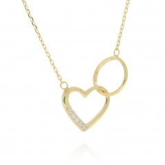 Zlatý náhrdelník se srdcem a kroužkem NA115