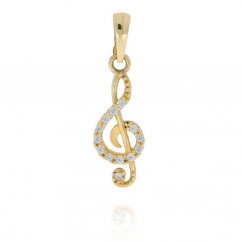 Zlatý houslový klíč zdobený zirkony PY246