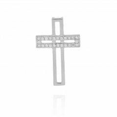 Křížek z bílého zlata s čirými zirkonyn PK163