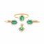 Dámský set zlatých šperků se zelenými zirkony SET009