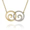 Zlatý náhrdelník se dvěma spirálami a zirkony NA136