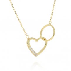 Zlatý náhrdelník se srdcem a kroužkem NA115